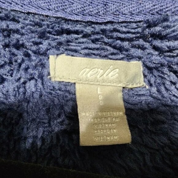 Aerie Women's Relaxed Pullover Navy Blue Terry Cloth Vintage Style Long Sleeve L - Picture 3 of 7